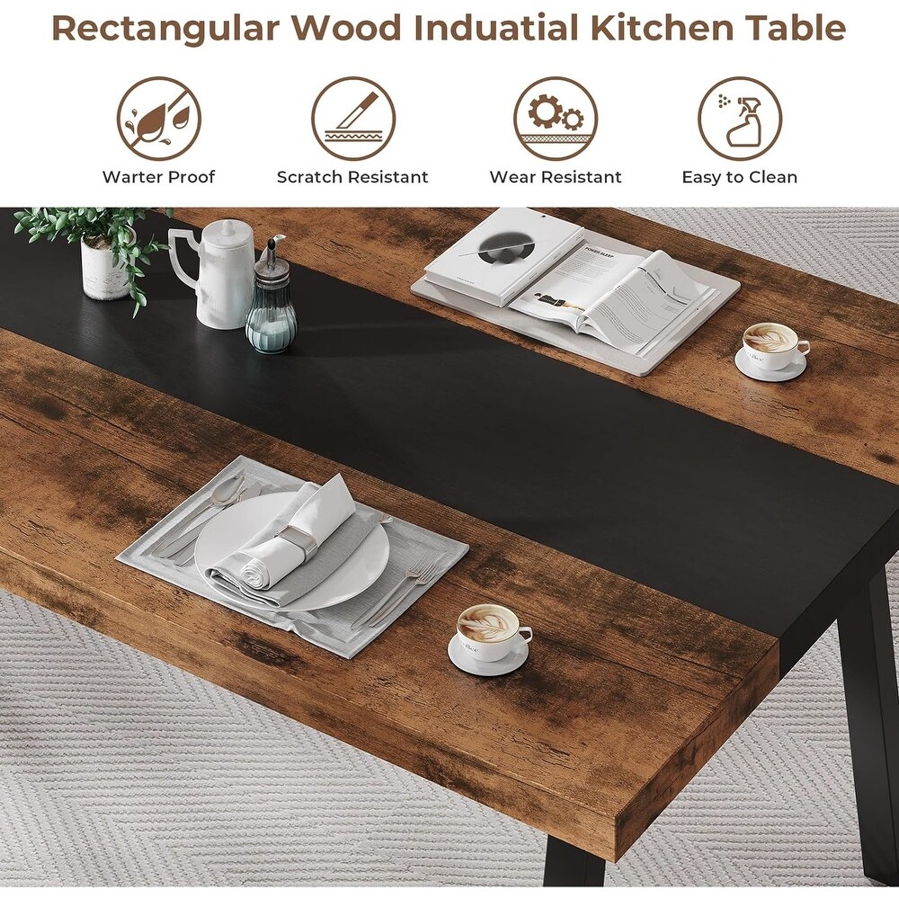 Dining Table 6 8 People Wood Industrial Style Kitchen Table 2 Drawers