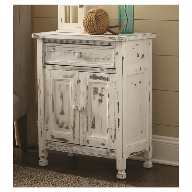 1 drawer Storage Cabinet Hardwood White Alaterre Furniture