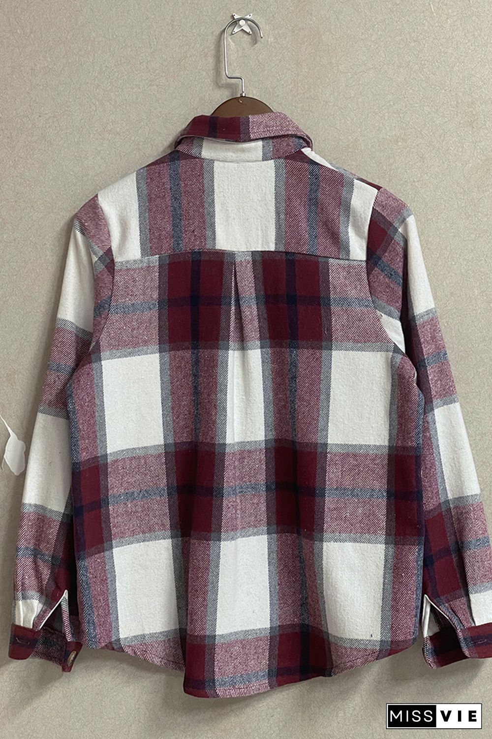 Plaid Button Down Pocketed Shacket Jacket Coats Women Wholesale