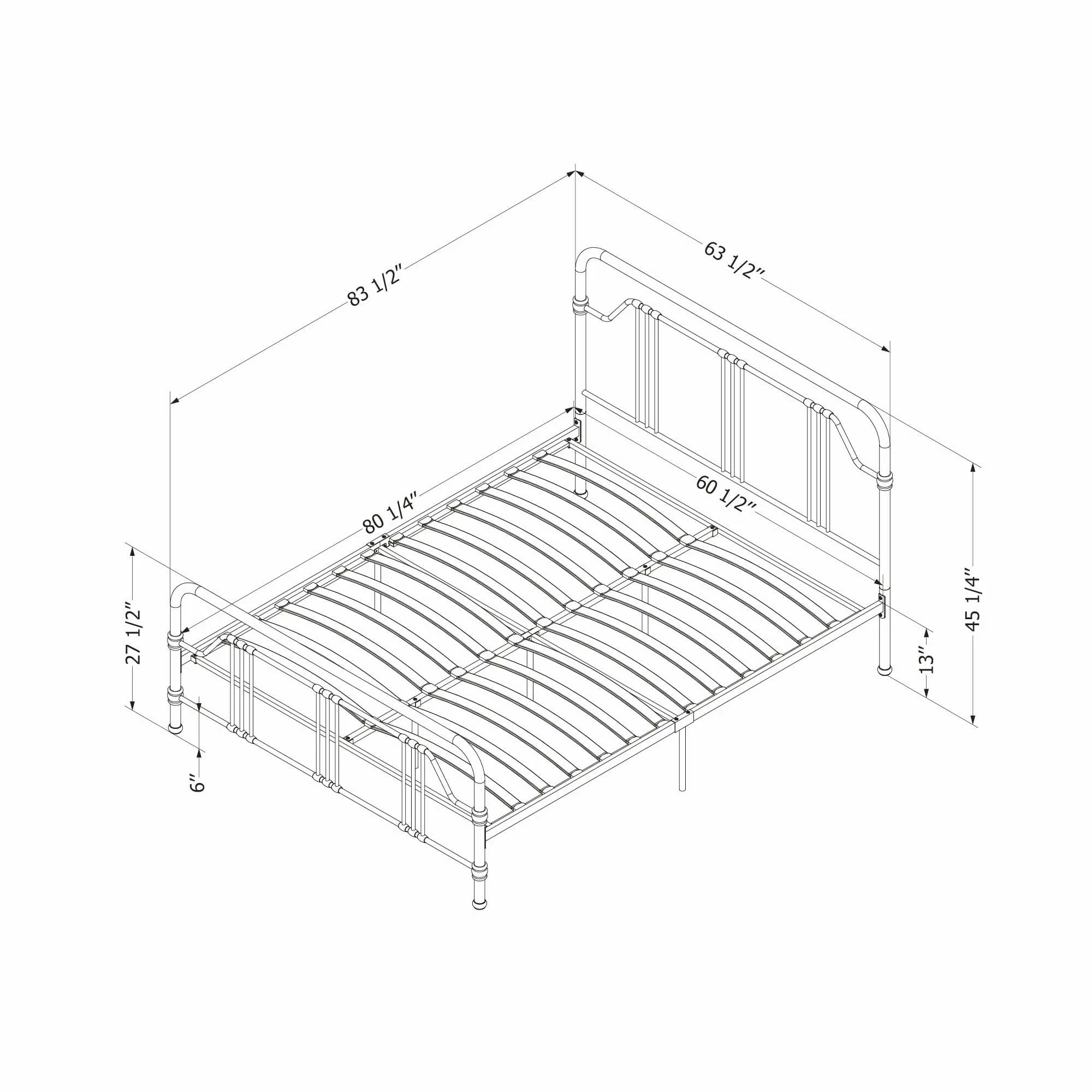 Balka Black Queen Metal Platform Bed - South Shore