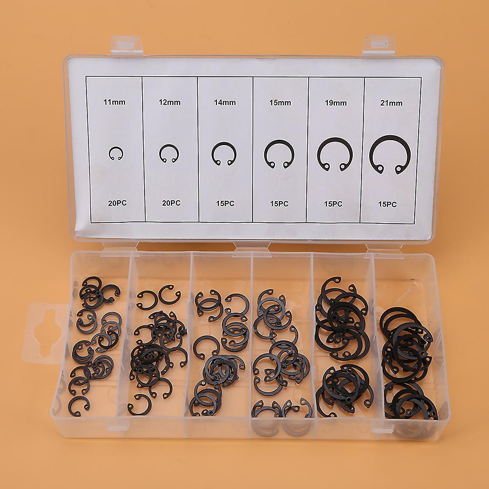 100pcs Snap Retaining Ring Circlip Assortment Set 11mm - 21mm 6 Sizes With Box