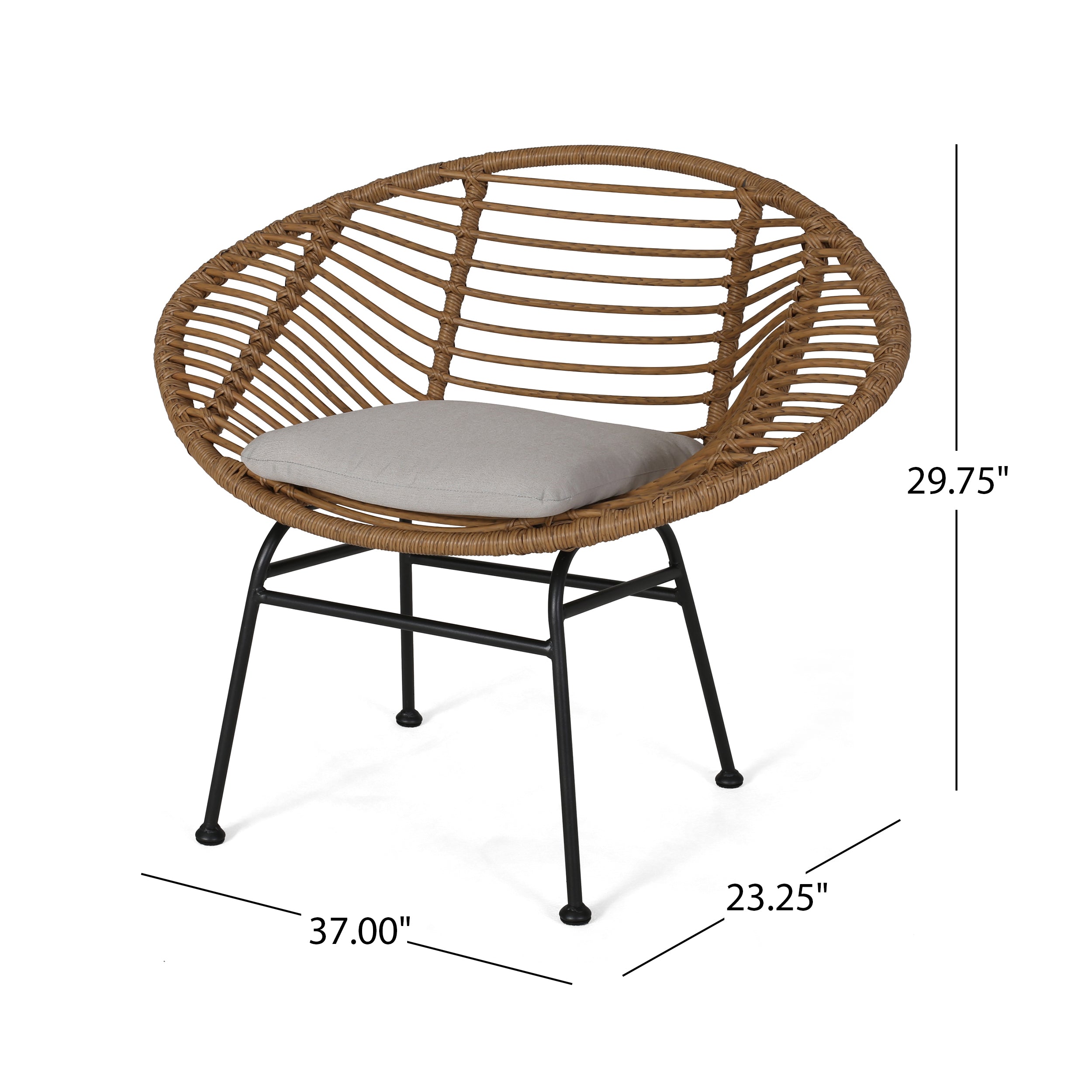 Isabel Outdoor Faux Wicker 2 Seater Chat Set with Tempered Glass Table