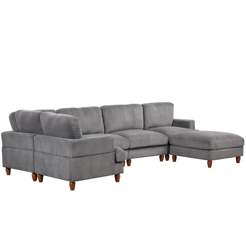 Corduroy Modular Sectional Sofa with Ottoman  Convertible to Bed  DIY Combo