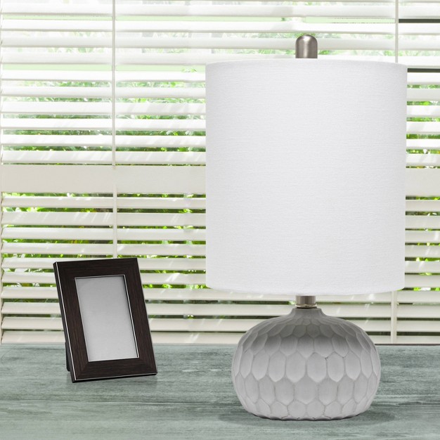 Concrete Thumbprint Table Lamp With Fabric Shade White Lalia Home