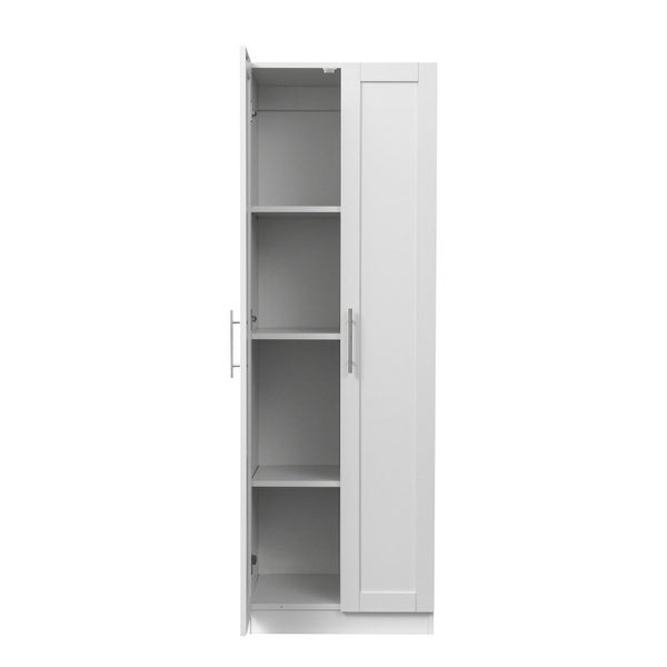 High Wardrobe and Kitchen Cabinet with 2 Doors and 3 Partitions to Separate 4 Storage Spaces， Storage for Kitchen， Laundry - - 37891404