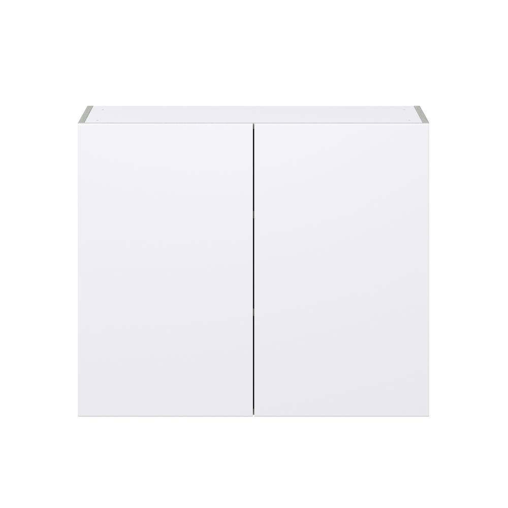 J COLLECTION Fairhope Glacier White Slab Assembled Wall Kitchen Cabinet (36 in. W x 30 in. H x 14 in. D) DSW3630-FR