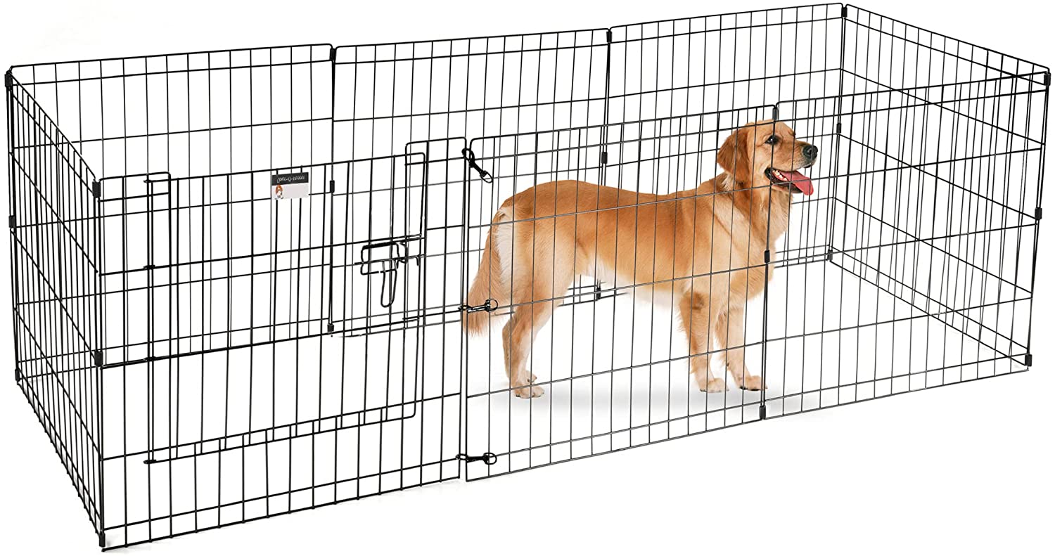 Puppy Playpen Collection – Foldable Metal Exercise Enclosure Â– Eight 24x30-Inch Panels Â– Indoor/Outdoor Pen with Gate for Dogs， Cats or Small Animals by Petmaker