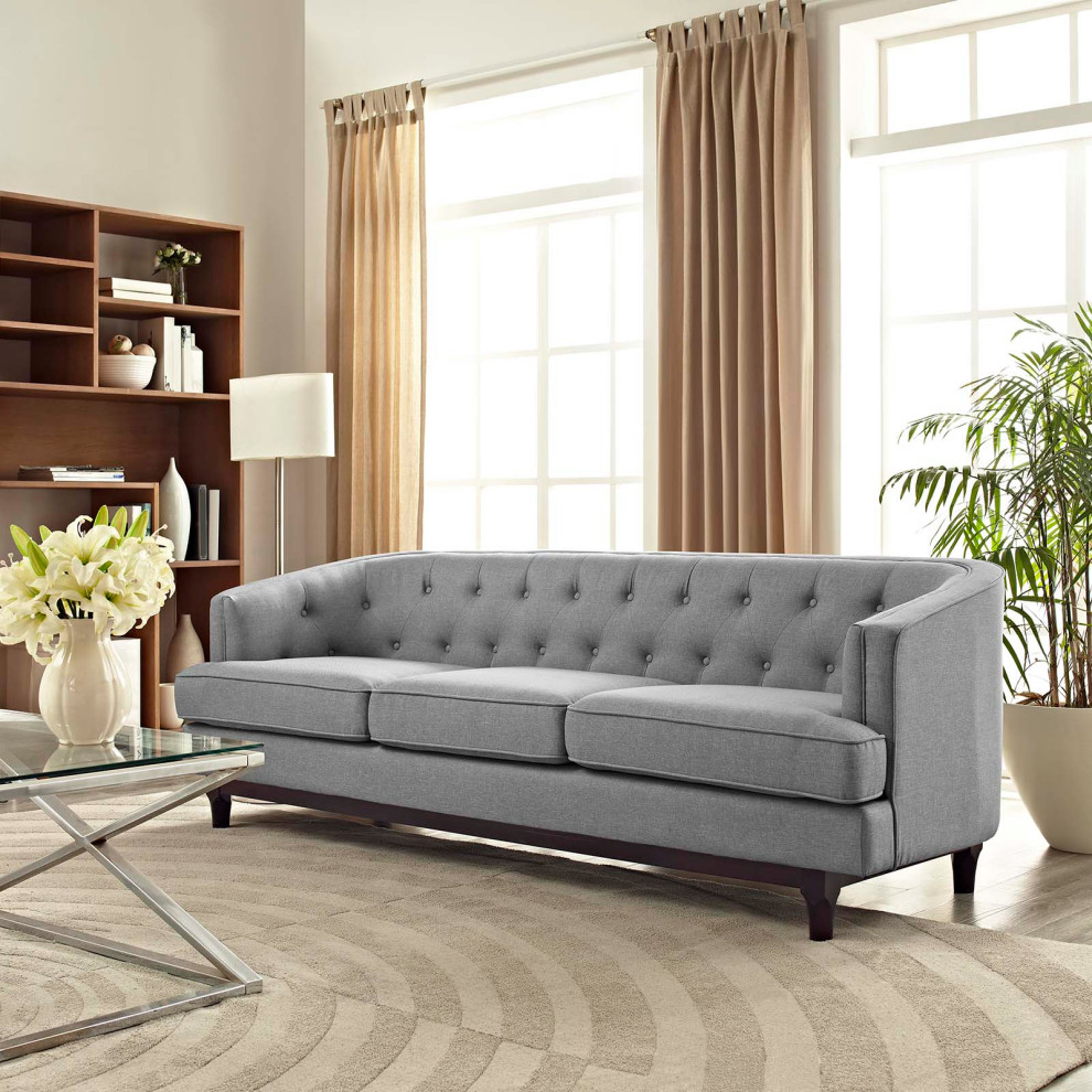 Coast Upholstered Fabric Sofa   Midcentury   Sofas   by PARMA HOME  Houzz