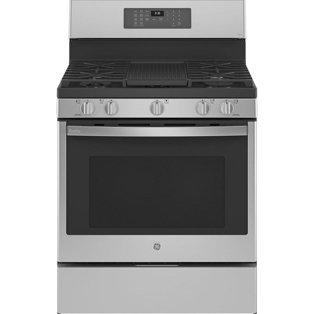 GE Profile 30-inch Freestanding Gas Range with True European Convection Technology PCGB935YPFS