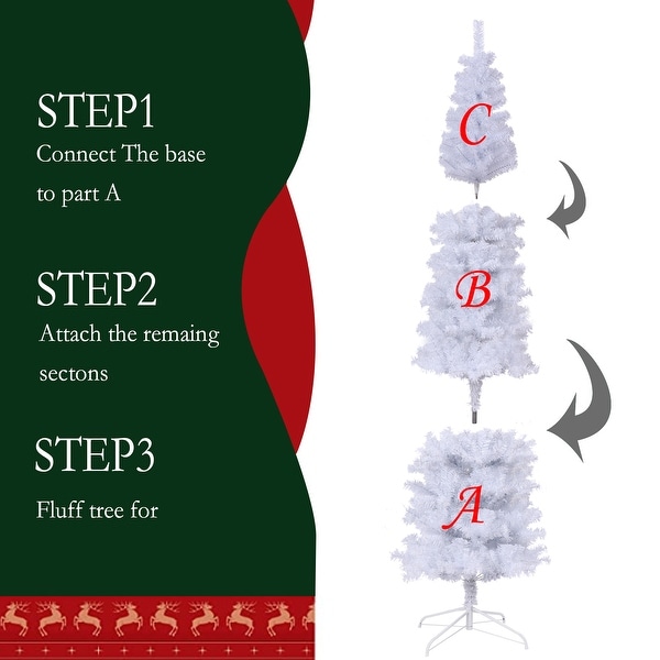 7.5FT White Slim Artificial Christmas Tree Includes Foldable Metal Stand