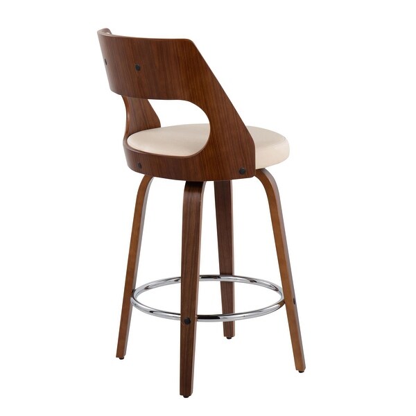 Cecina Counter Stool with Swivel in Walnut and Cream - Set of 2 - 20