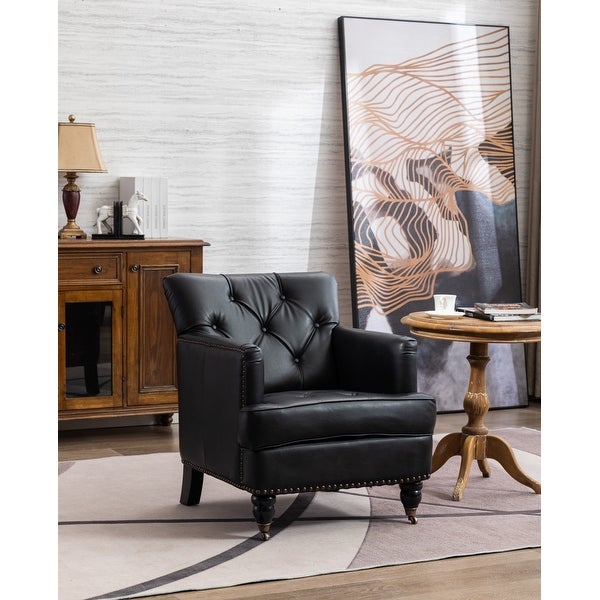 Modern Upholstered Accent Chair for Living Room， PU Leather Club Chair