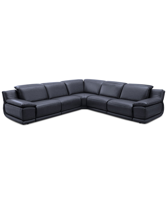 Furniture Daisley 5-Pc. Leather L Shaped Sectional Sofa with 3 Power Recliners