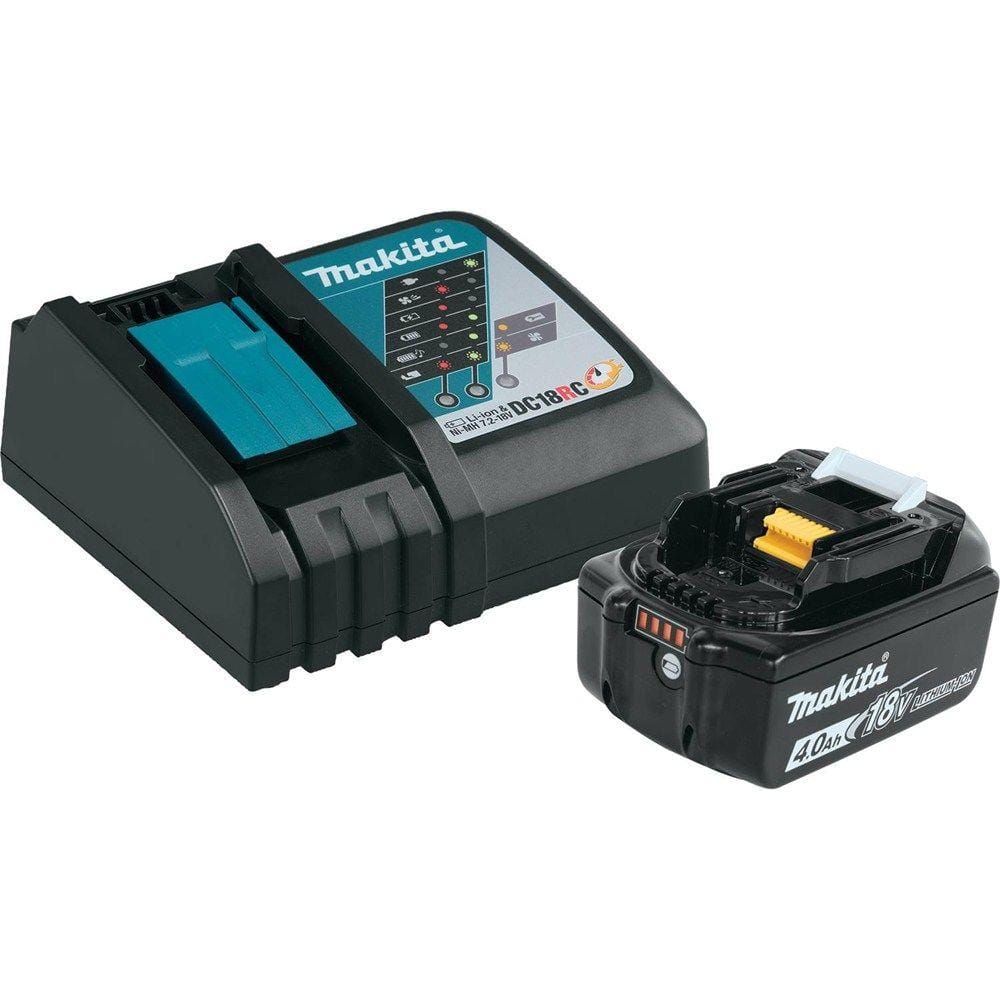 Makita 18V LXT Lithium-Ion High Capacity Battery Pack 4.0Ah with Fuel Gauge and Charger Starter Kit BL1840BDC1