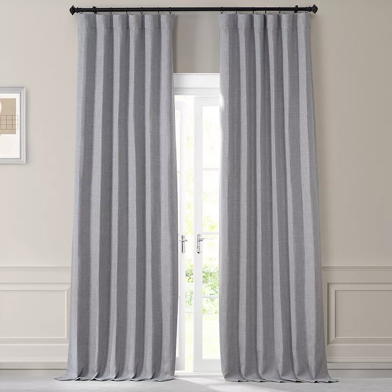 EFF Monochromatic Faux Linen Room Darkening 2-pack Window Curtain Set