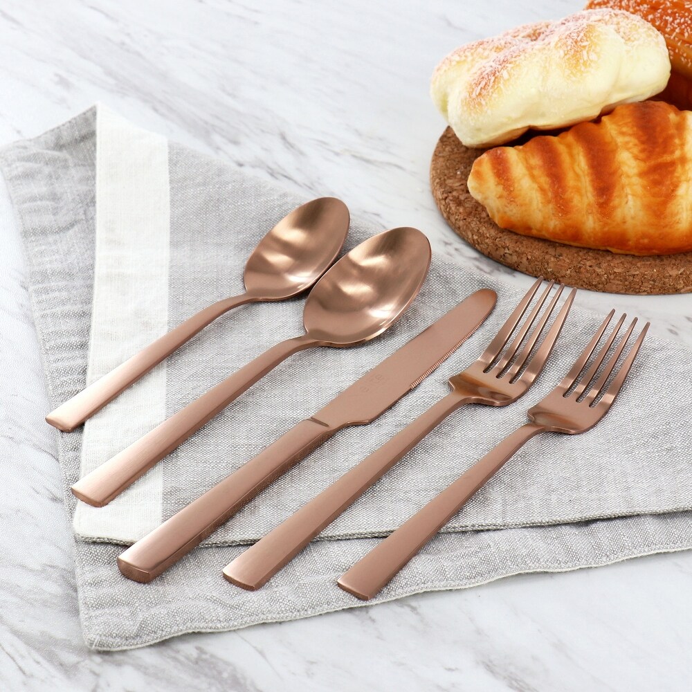 20 Piece Stainless Steel Flatware Set in Bronze