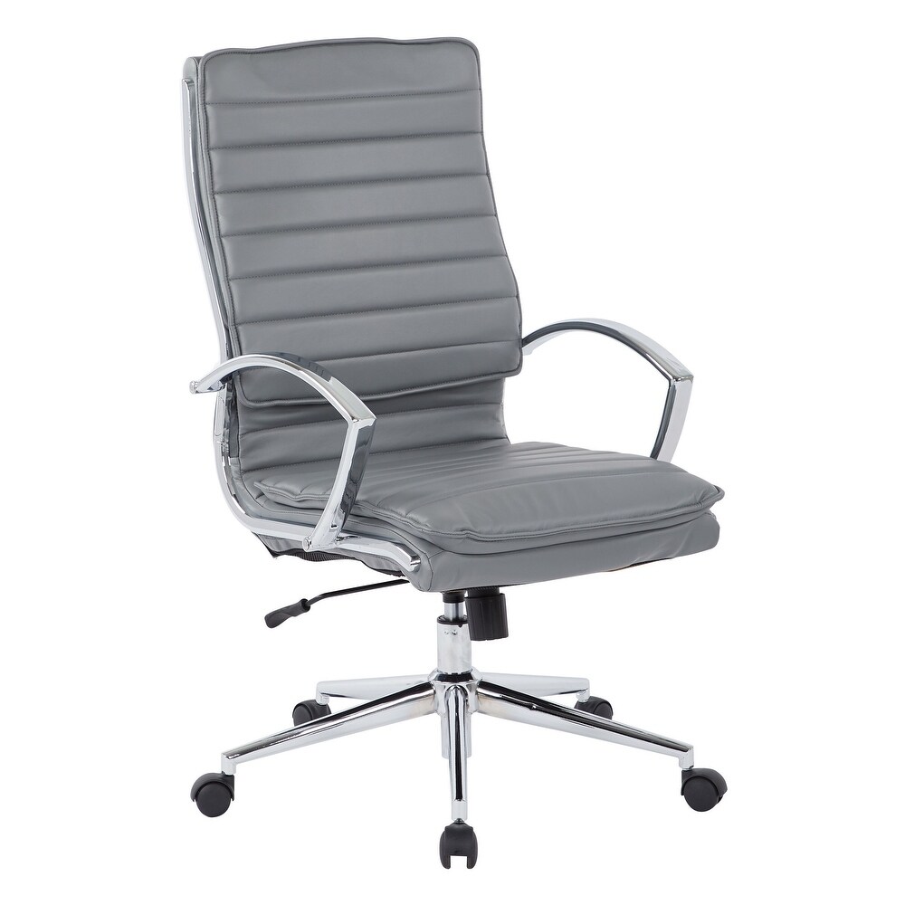 High Back Professional Managers Faux Leather Chair with Chrome Base and Removable Sleeves