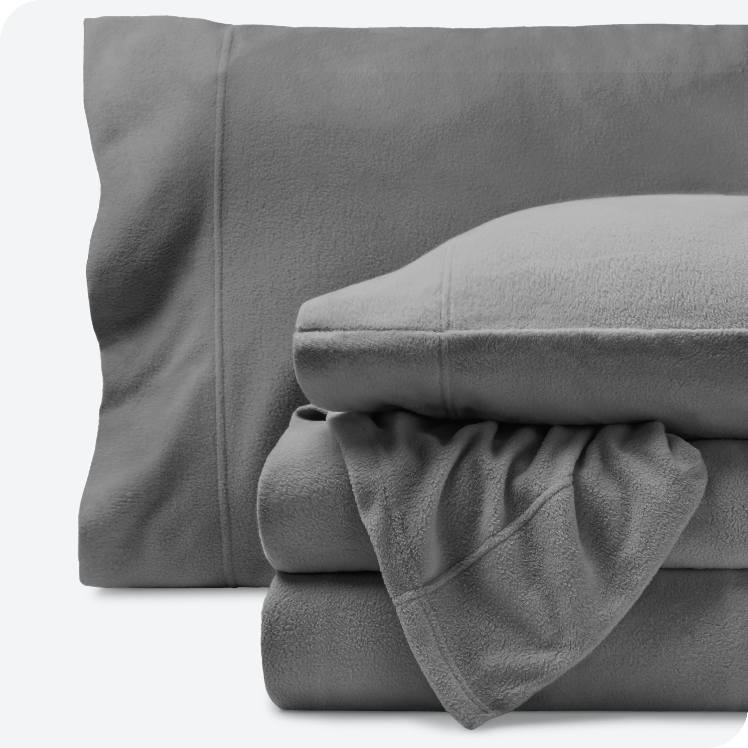 Bare Home Cozy Fleece Sheet Set， Extra Plush Polar Fleece， Deep Pocket Bed Sheets， Queen， Gray