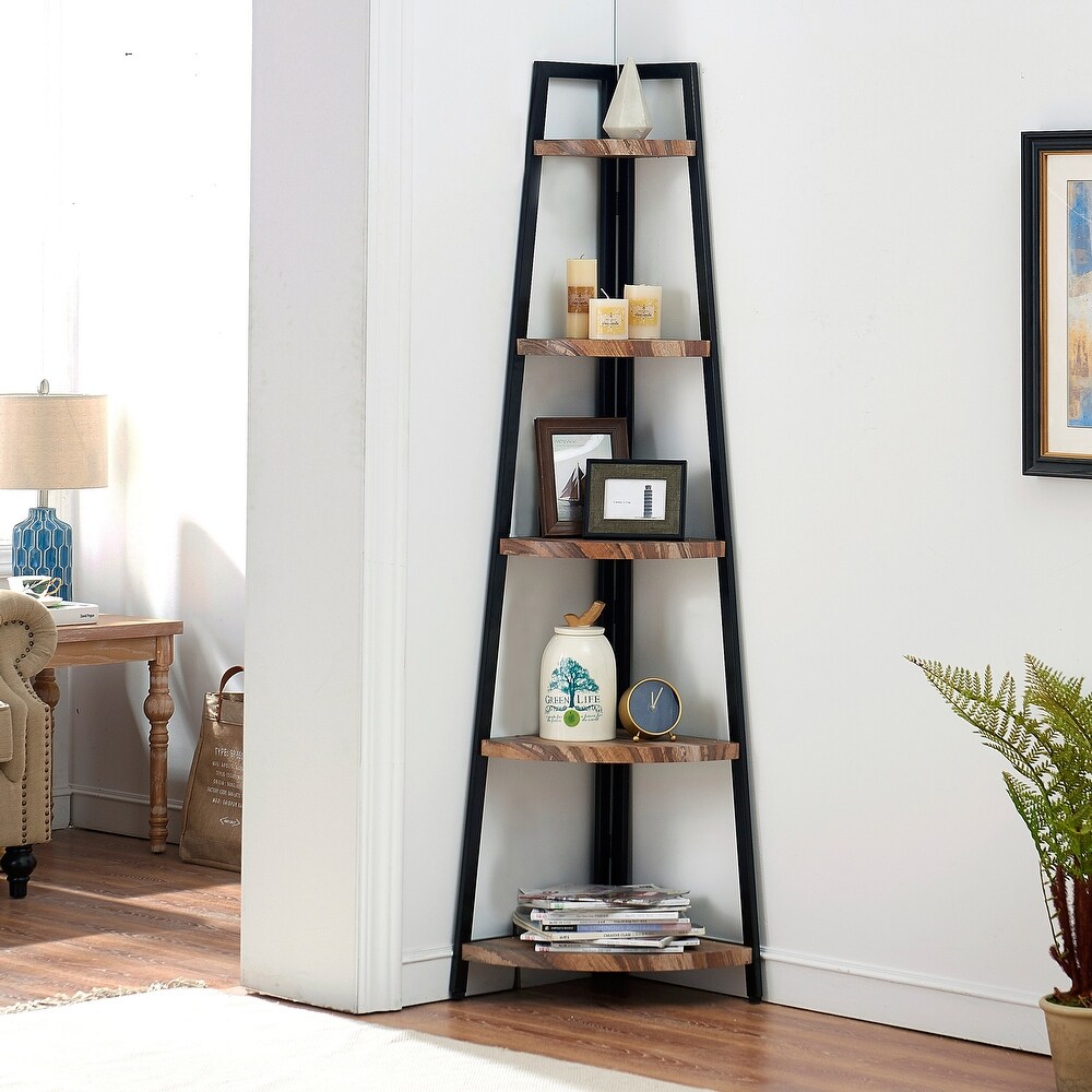 Danya B. Free Standing 5 Tier Pyramid Industrial Corner Shelf