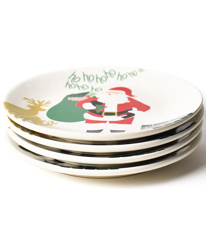 Coton Colors Santa on the Rooftop Salad Plate Set of 4 Service for 4