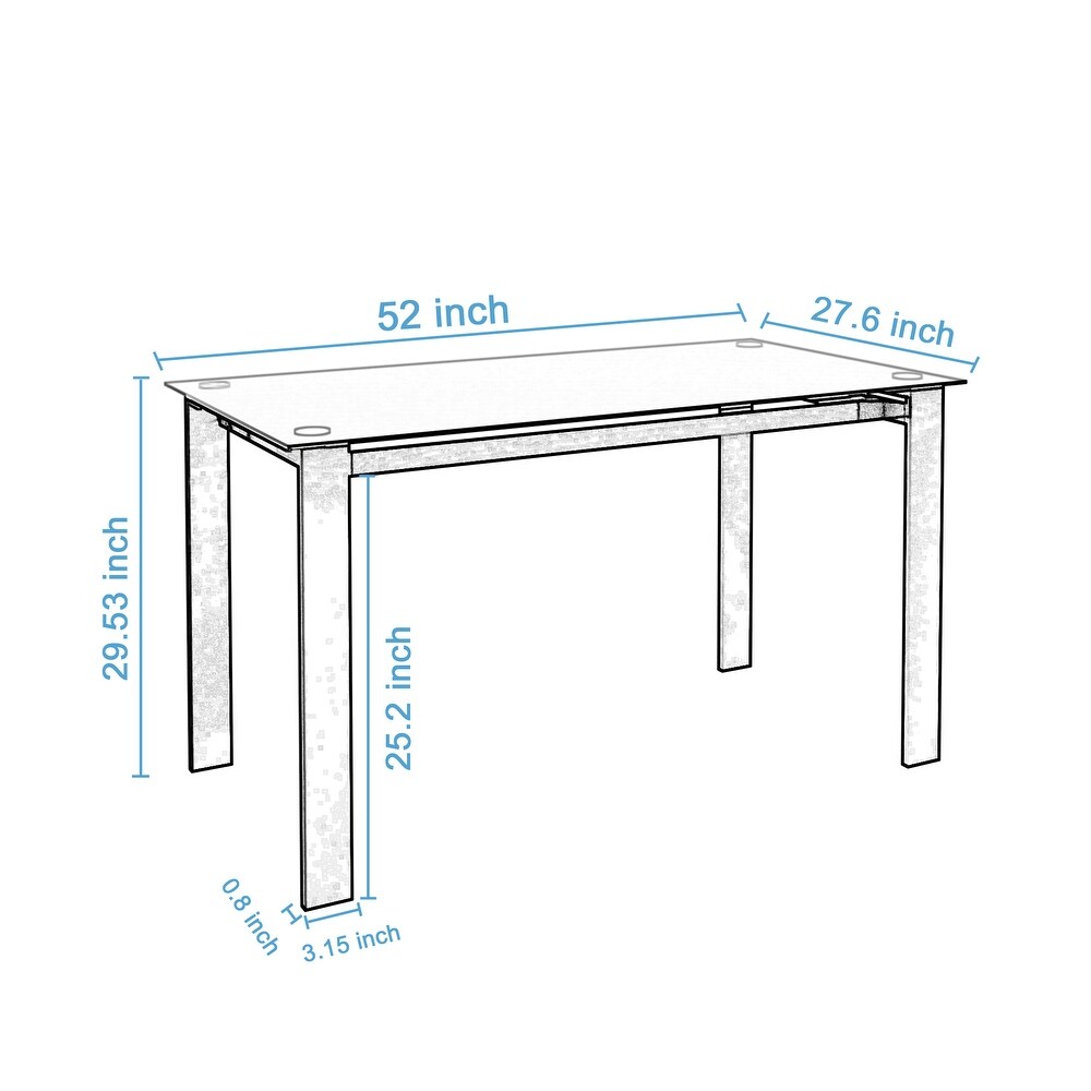 Classic 7 Piece Dining Table Set with Rectangular Toughened Glass Dining Table and PU Leather High Back Dining Chairs  Black