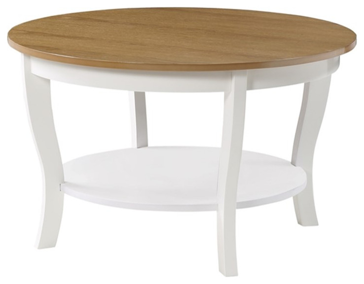 American Heritage Round Coffee Table in Driftwood and White Wood Finish   Transitional   Coffee Tables   by Homesquare  Houzz