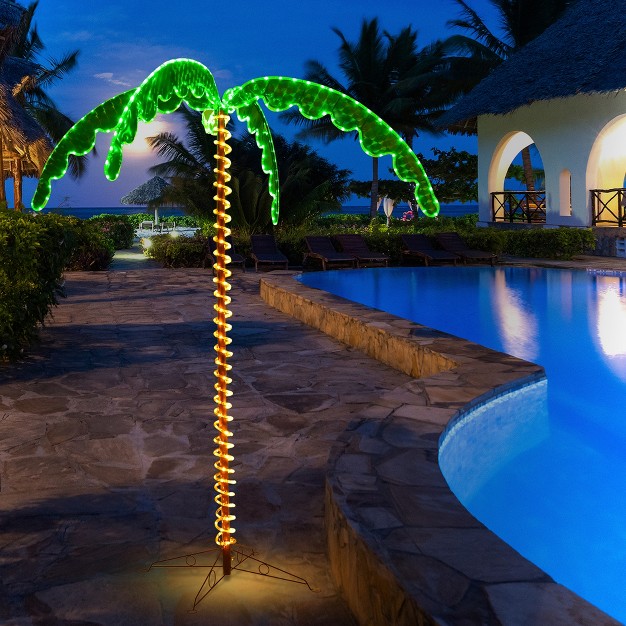 Costway 7ft Pre lit Led Rope Light Palm Tree Hawaii style Holiday Decor W 306 Led Lights