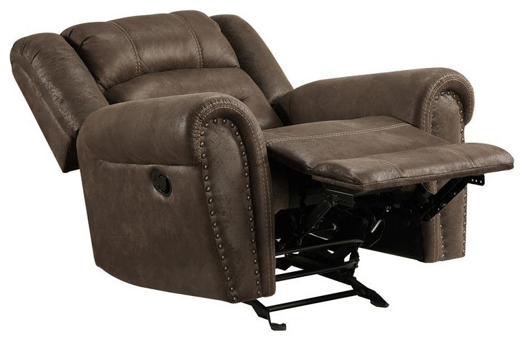 Pemberly Row 43.5 quotPolished Microfiber Glider Reclining Chair in Brown   Transitional   Recliner Chairs   by Homesquare  Houzz