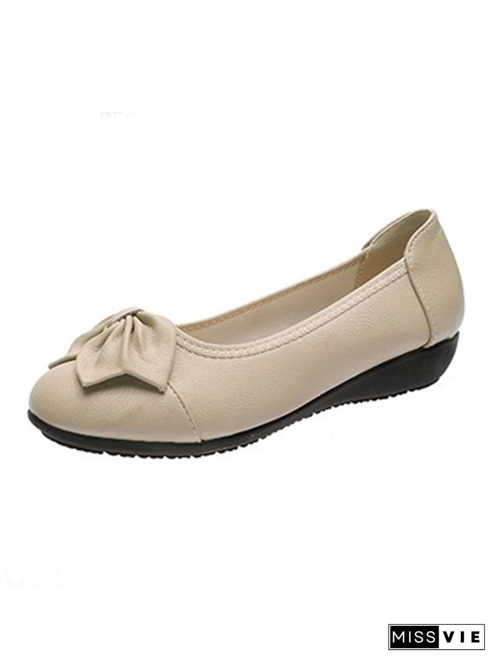 Women Plain All Season Urban Breathable Flat Heel PU Pu Rubber Shallow Shoes Flats