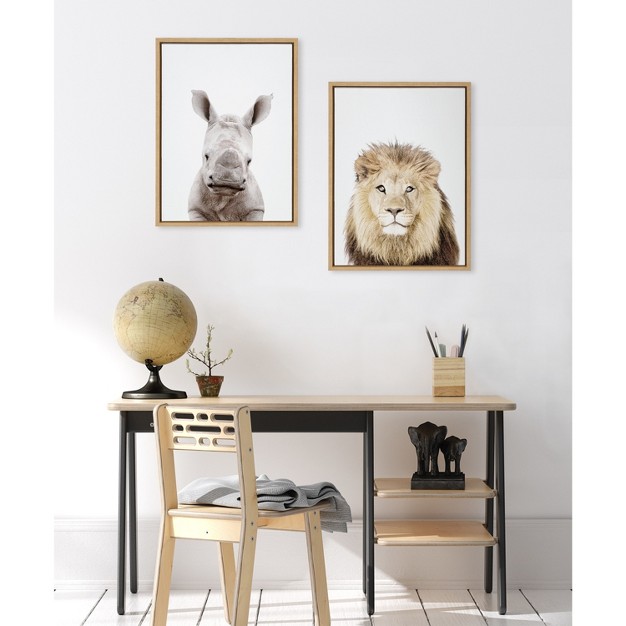 X 24 quot Sylvie Lion Thinking Portrait Framed Canvas By Amy Peterson Natural Kate amp Laurel All Things Decor