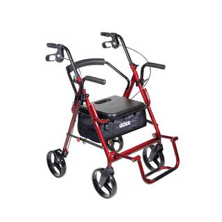 Drive Medical Duet Dual Function Transport Wheelchair Rollator Rolling Walker Burgundy 795BU