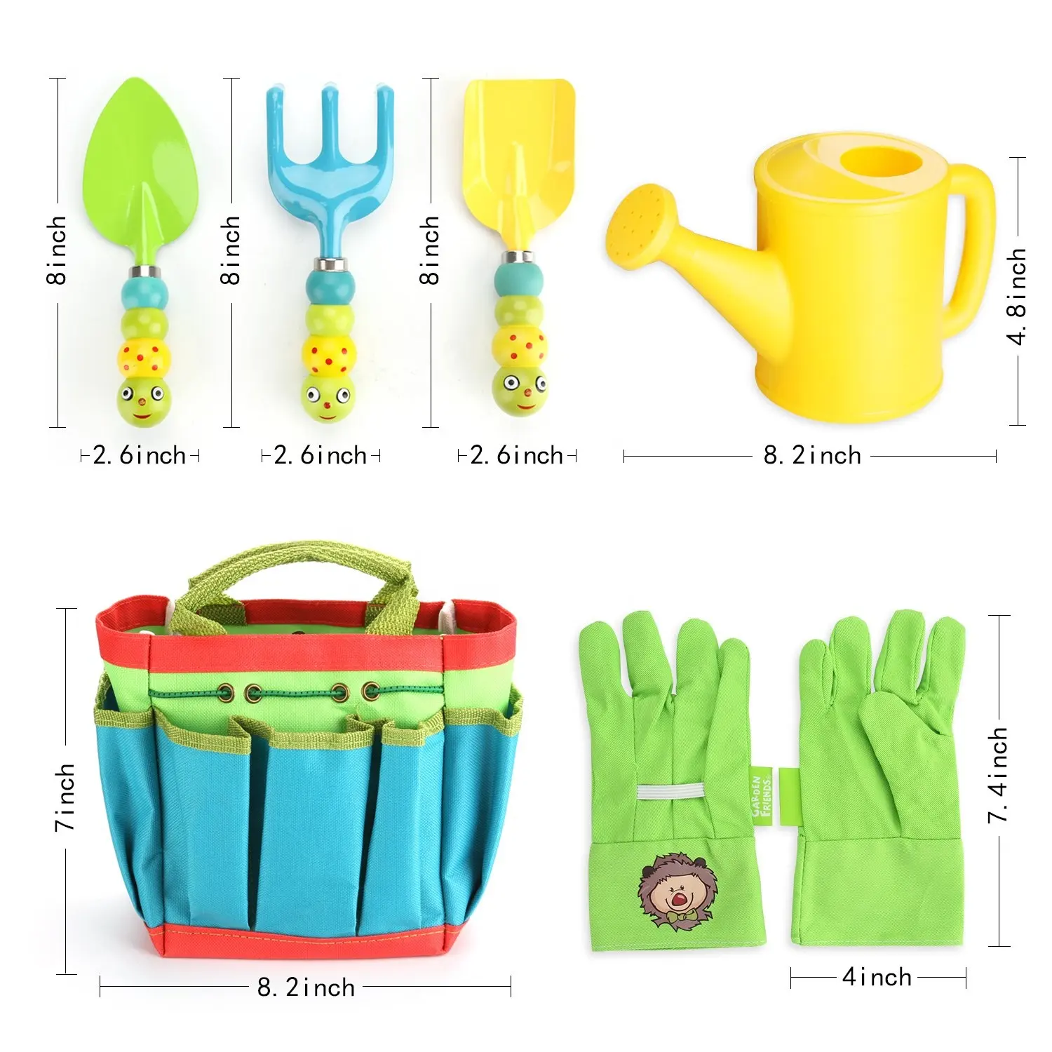 Mini Kids Beach Toy Tools Kit Small Kids Gardening Hand Tool Set with Storage Bag