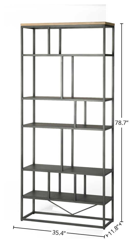 Metro Havana 35 quotWide Bookcase   Industrial   Bookcases   by LH Imports  Houzz