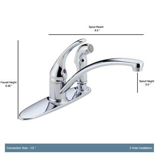 Delta Foundations Single-Handle Standard Kitchen Faucet with Side Sprayer in Chrome B3310LF