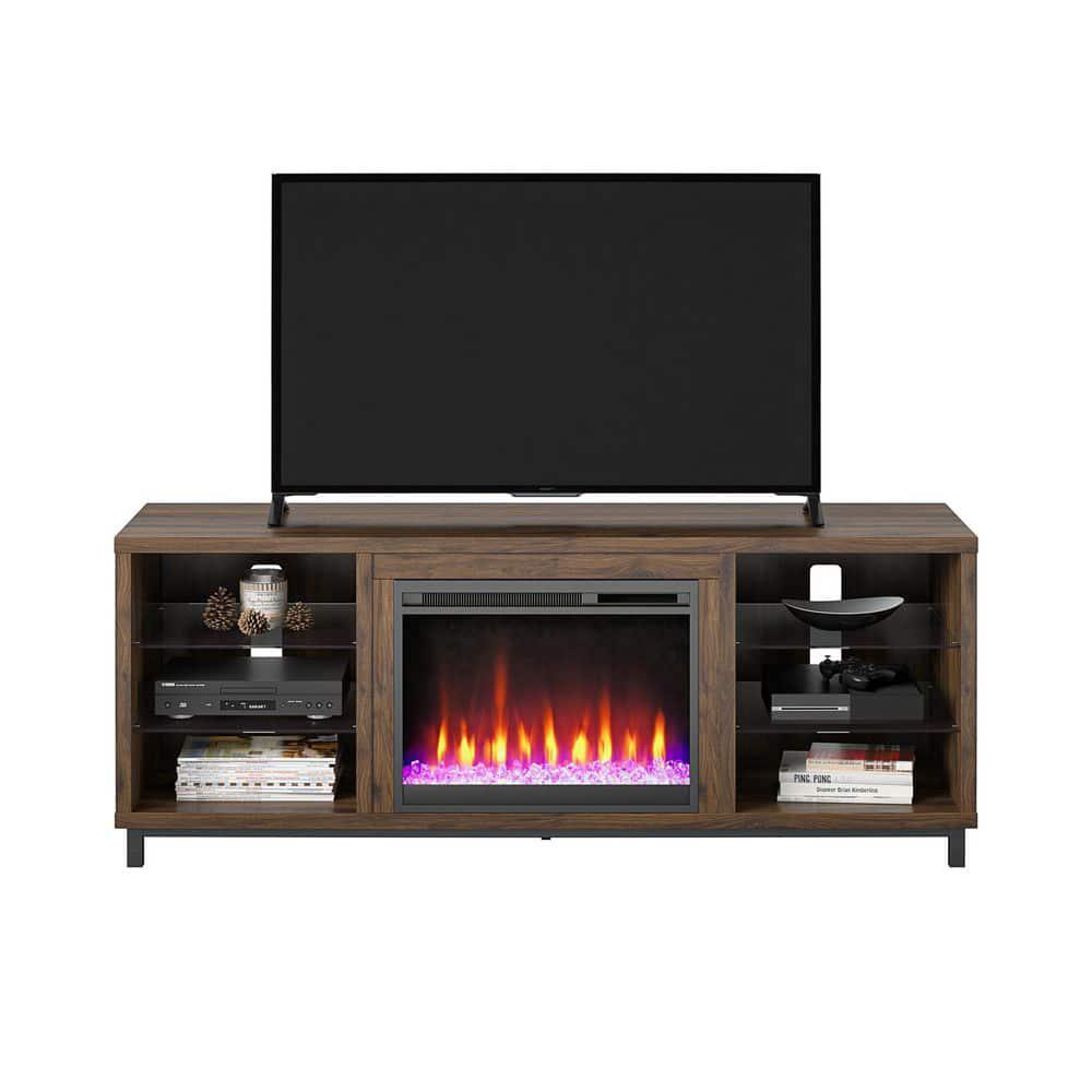 Ameriwood Home Lumina 6475 in Freestanding Electric Fireplace TV Stand in Walnut