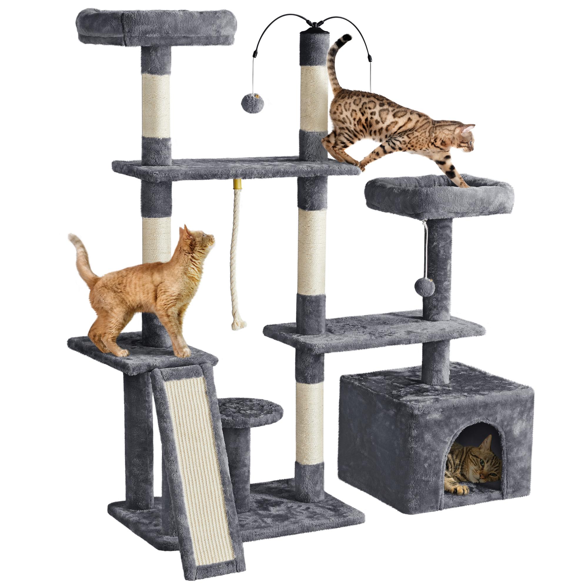 TOPEAKMART Dark Gray Cat Activity Tree Condo， 53.5