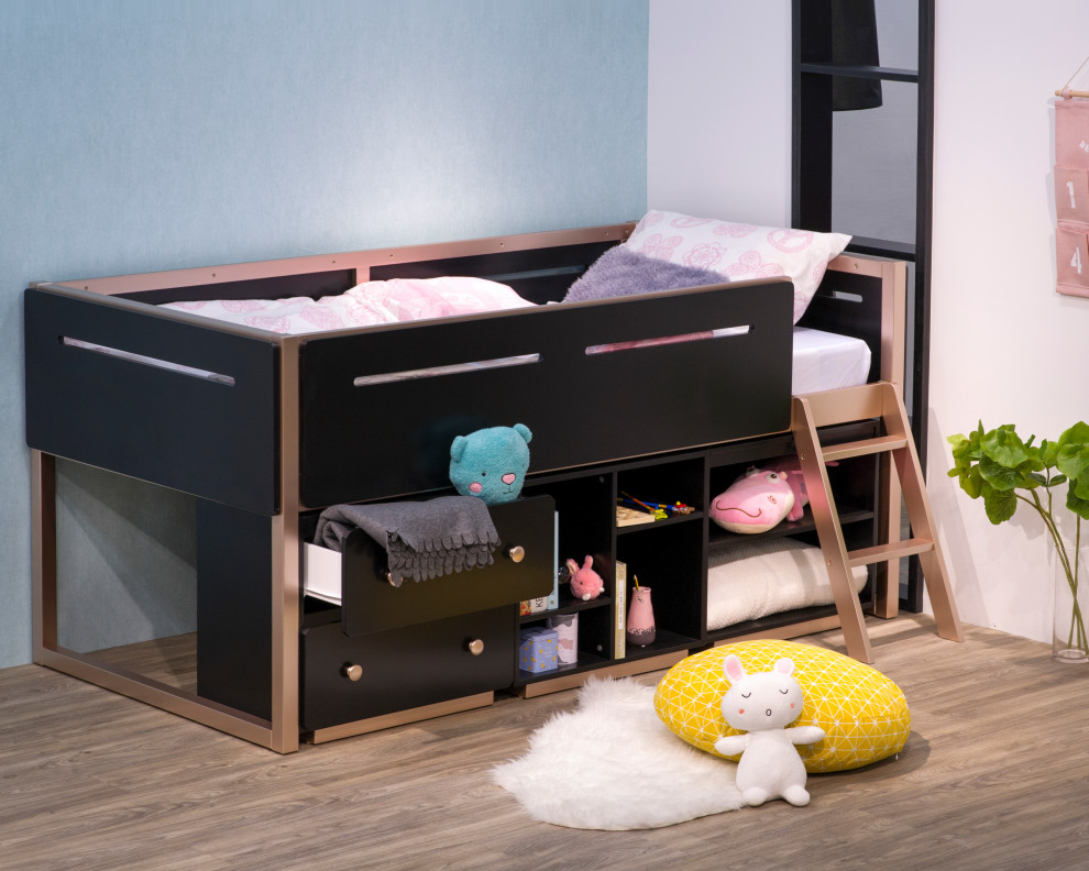 Prescott Cabinet  2 Drawers  Black and Rose Gold   Contemporary   Accent Chests And Cabinets   by Acme Furniture  Houzz