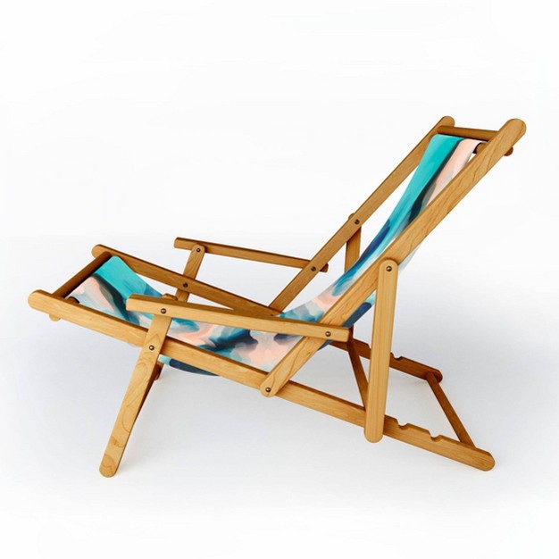 Marta Barragan Camarasa Abstract Tidal Waves Outdoor Sling Chair Deny Designs