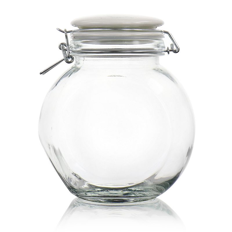 Gibson Home 1.9qt Glass Canister with Decorated Ceramic Lid