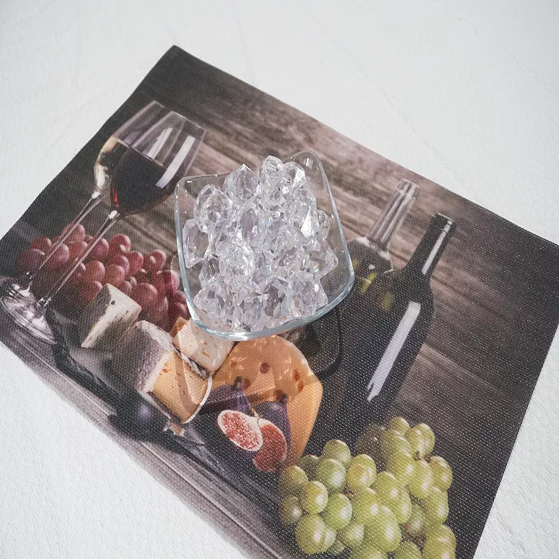 Dainty Home Wine And Grapes Woven Vinyl Reversible Rectangular Placemat Set of 4