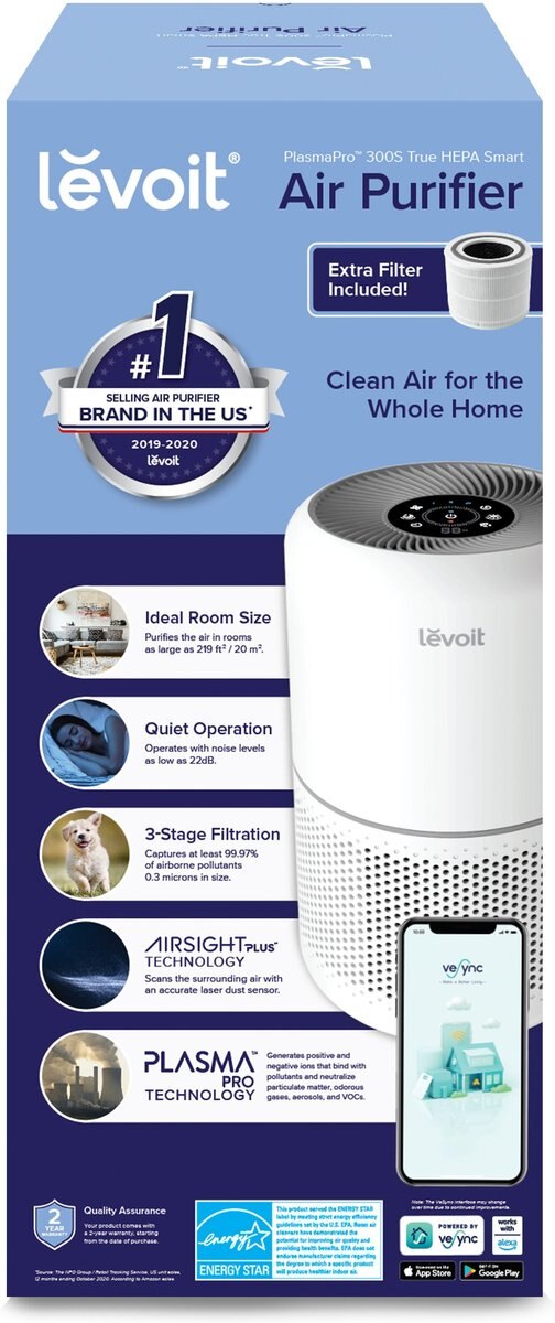 Levoit PlasmaPro 300S Smart True HEPA Smart Air Purifier and Bonus Filter