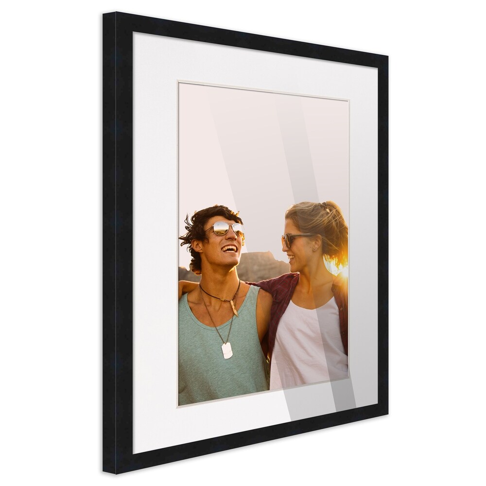 10x12 Black Picture Frame with 7.5x9.5 White Mat Opening for 8x10