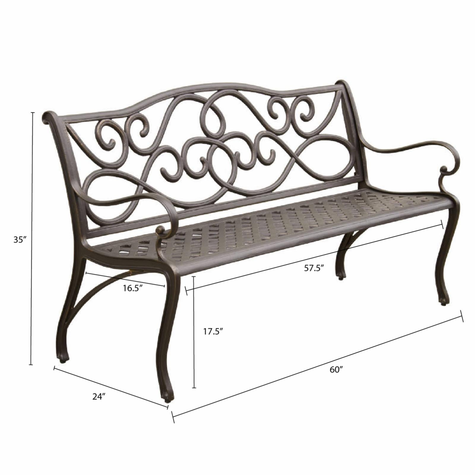 Innova Hearth &amp; Home Deluxe 5 ft. Cast Aluminum Bench