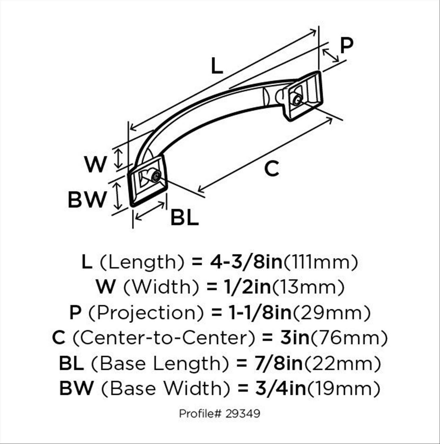 Amerock Candler 3 in (76 mm) Center-to-Center Satin Nickel Cabinet Pull  10 Pack