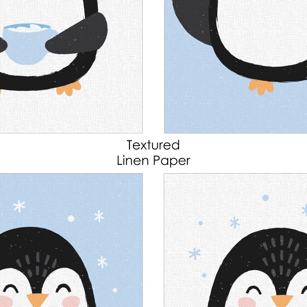 Big Dot Of Happiness Winter Penguins Unframed Holiday And Christmas Linen Paper Wall Art Set Of 4 Artisms 8 X 10 Inches