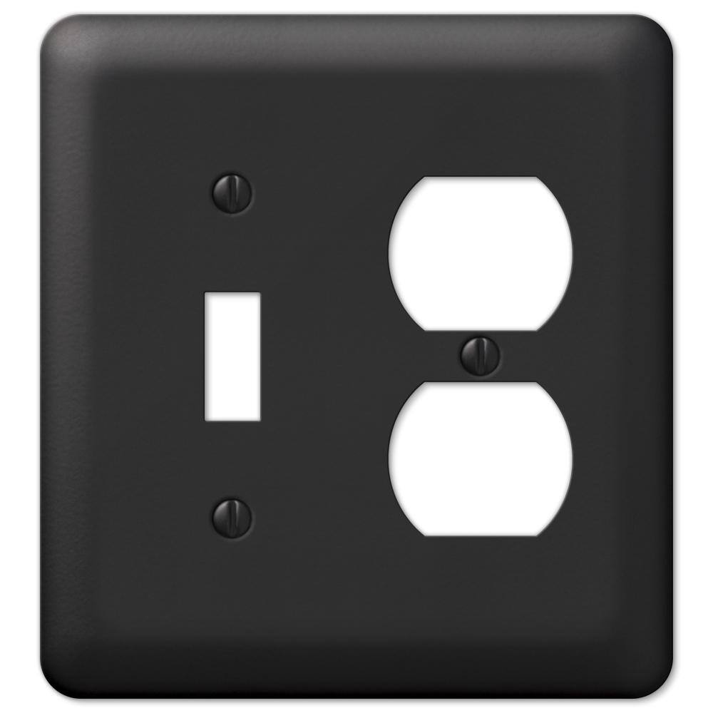 AMERELLE Declan 2 Gang 1-Toggle and 1-Duplex Steel Wall Plate - Black 935TDBK