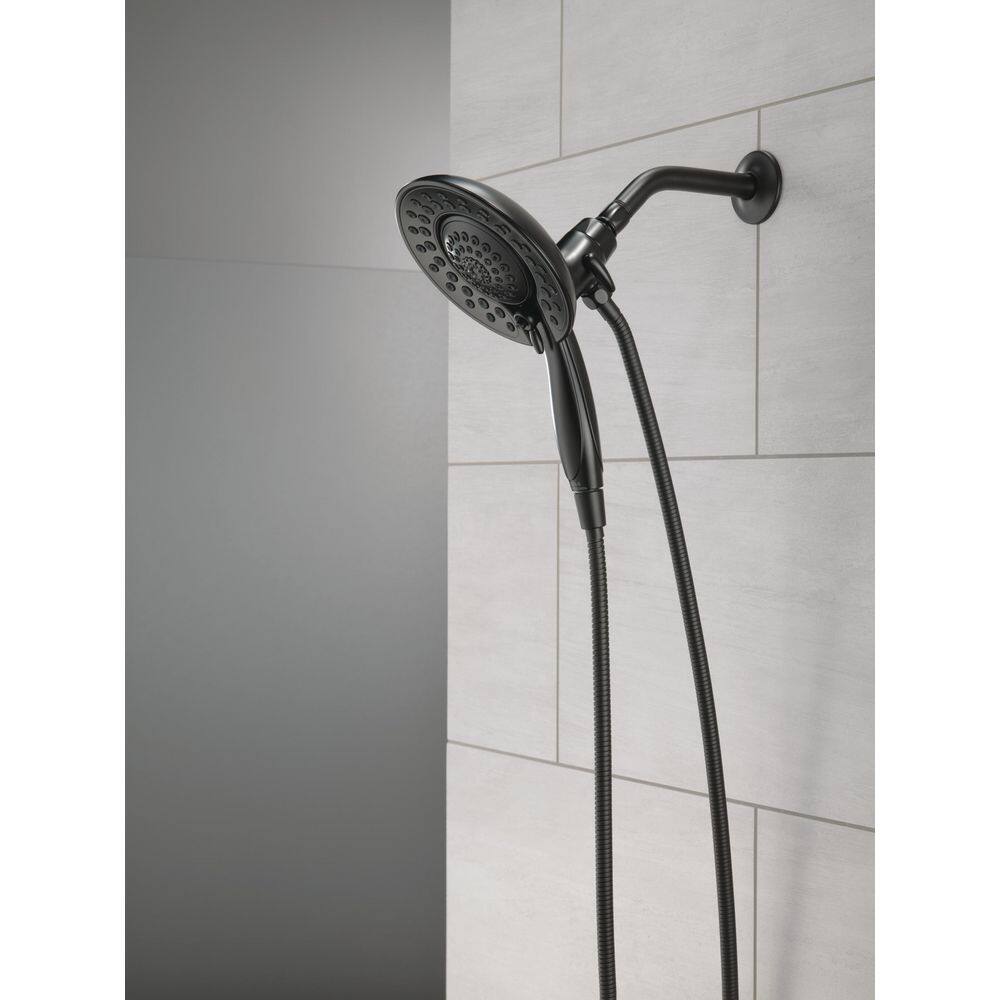 Delta In2ition 5-Spray Patterns 1.75 GPM 6.81 in. Wall Mount Dual Shower Heads in Matte Black 58569-BL-PK