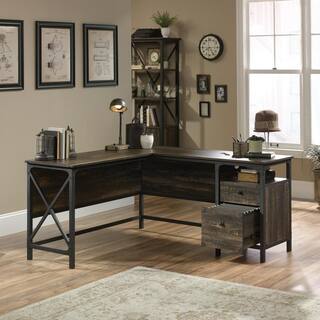 SAUDER Steel River Carbon Oak L-Shaped Desk 423976