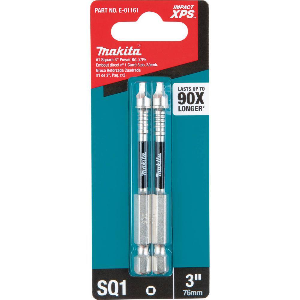 Makita IMPACT XPS #1 Square 3 in. Power Bit (2-Pack) E-01161