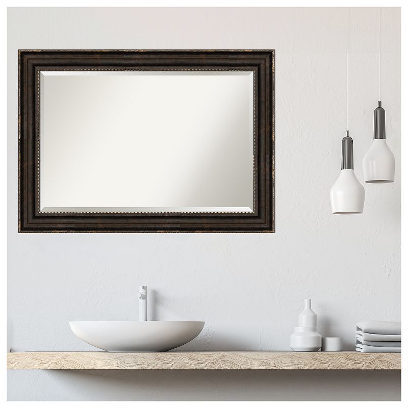 Stately Bronze Beveled Bathroom Wall Mirror